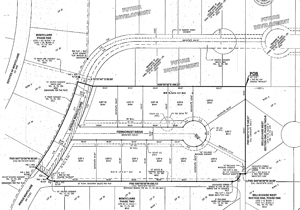 Montclaire homesite plot map